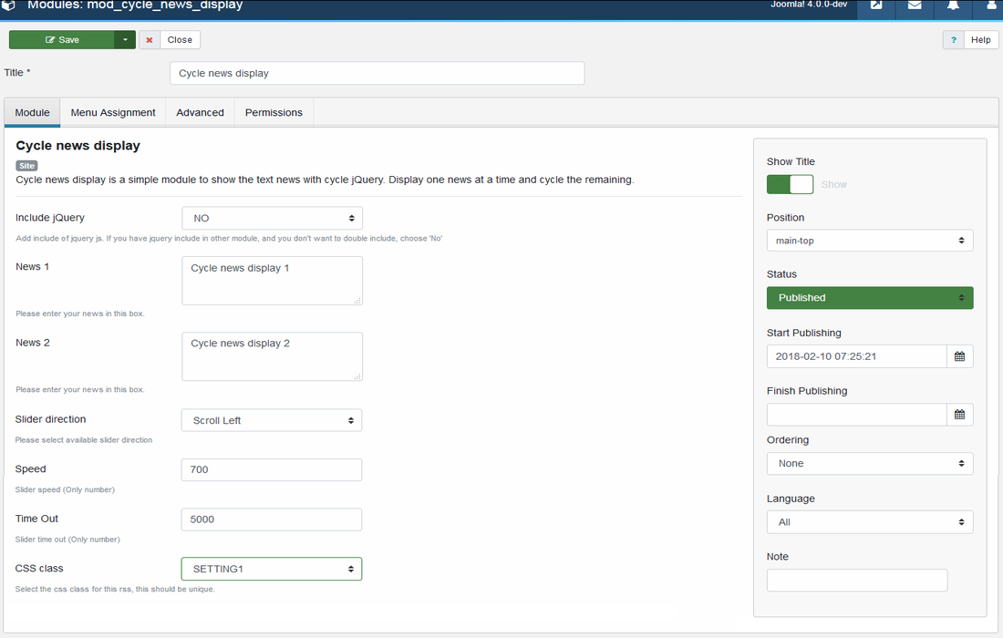 Joomla cycle news module