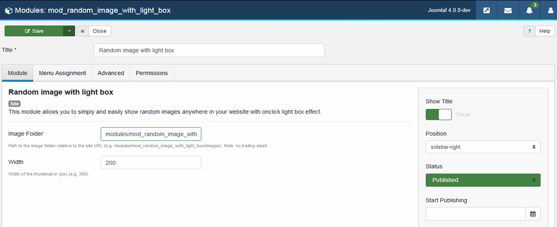 Random image display with light box Joomla Module