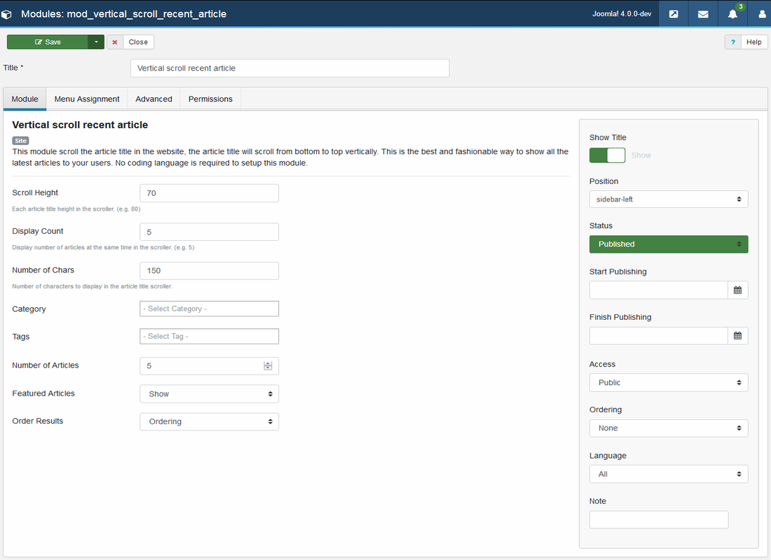 Vertical scroll recent article Joomla module