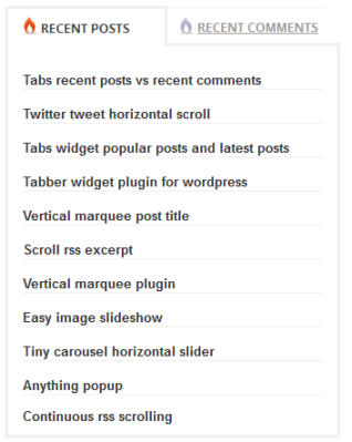 Tabs recent posts vs recent comments WordPress plugin
