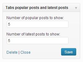 Admin screen screenshot 2 Tabs widget popular posts and latest posts