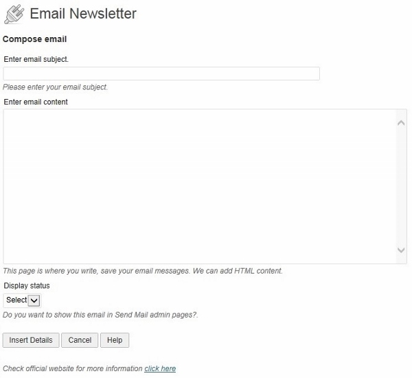 Email newsletter compose new email