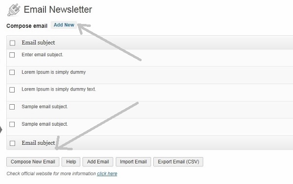 Email newsletter compose email