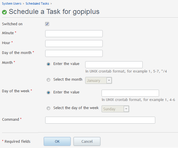 Schedule Task page